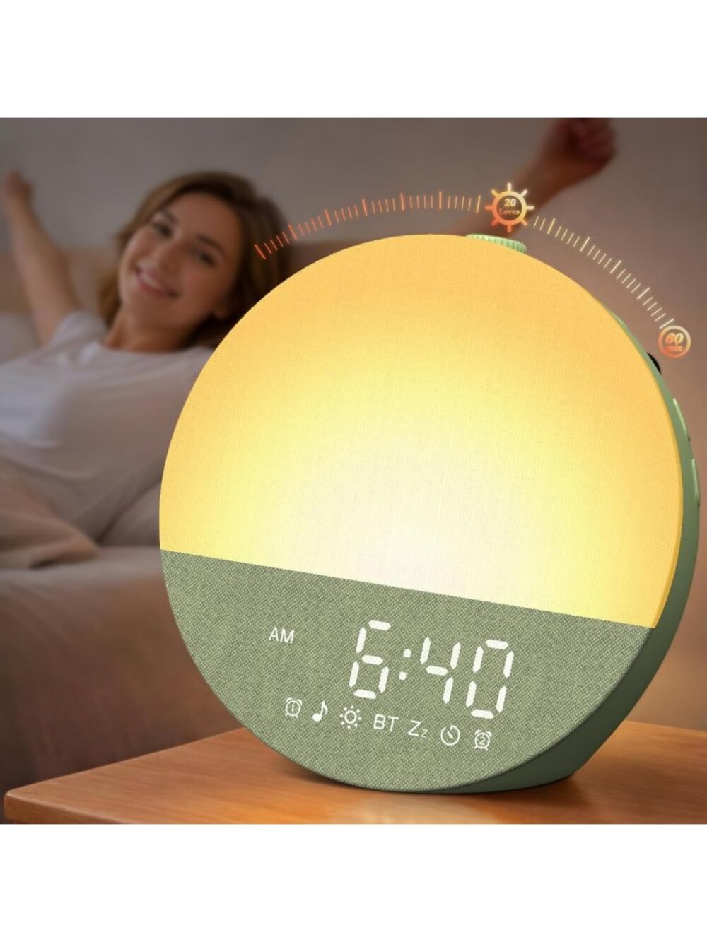 Gentle Wake Up Light & Sound Machine Alarm Clock for Bedroom - Sunrise